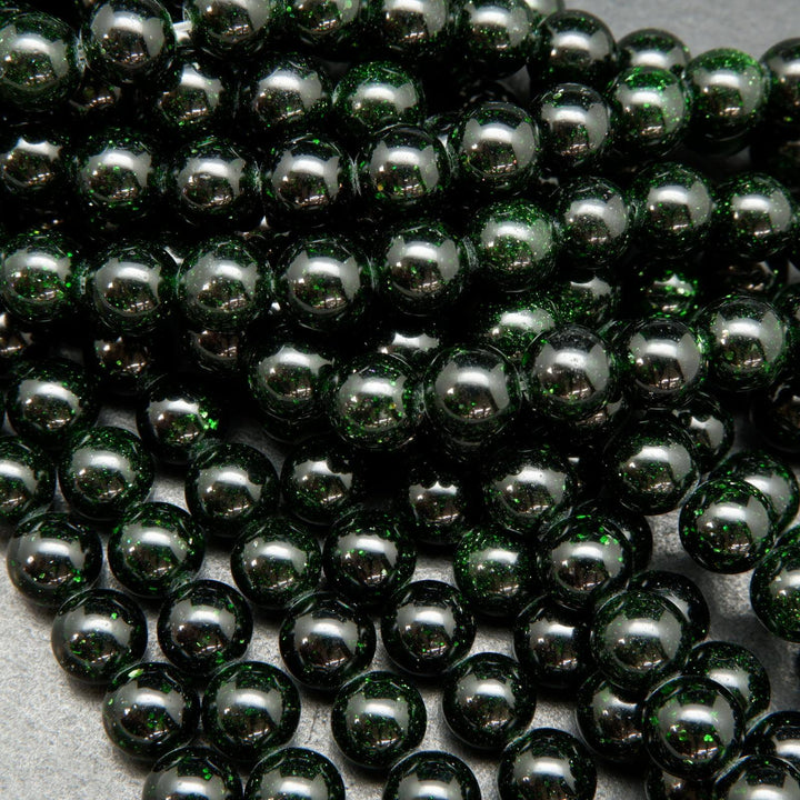 Green Goldstone (syn) · Smooth · Round · 4mm, 6mm, 8mm, 10mm, Bead, Tejas Beads