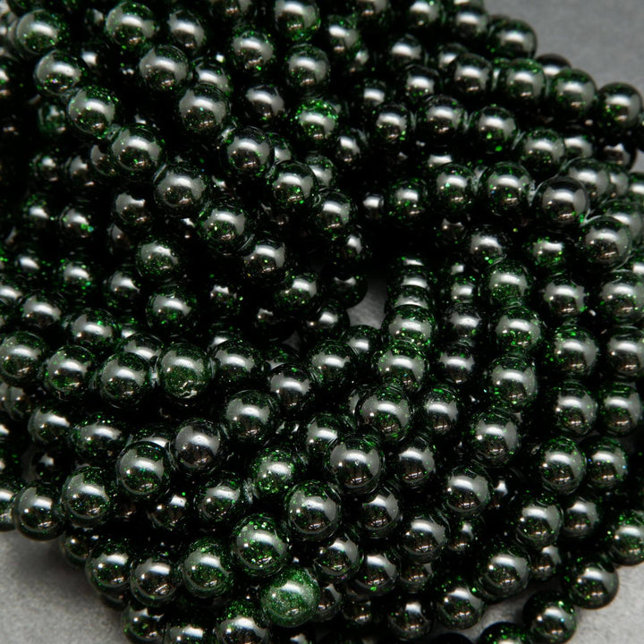 Green Goldstone (syn) · Smooth · Round · 4mm, 6mm, 8mm, 10mm, Bead, Tejas Beads