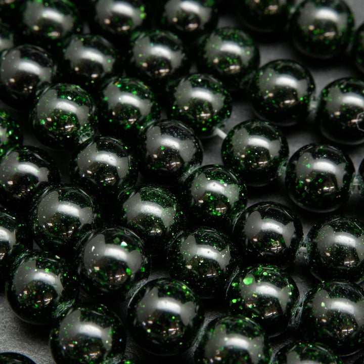 Green Goldstone (syn) · Smooth · Round · 4mm, 6mm, 8mm, 10mm, Bead, Tejas Beads