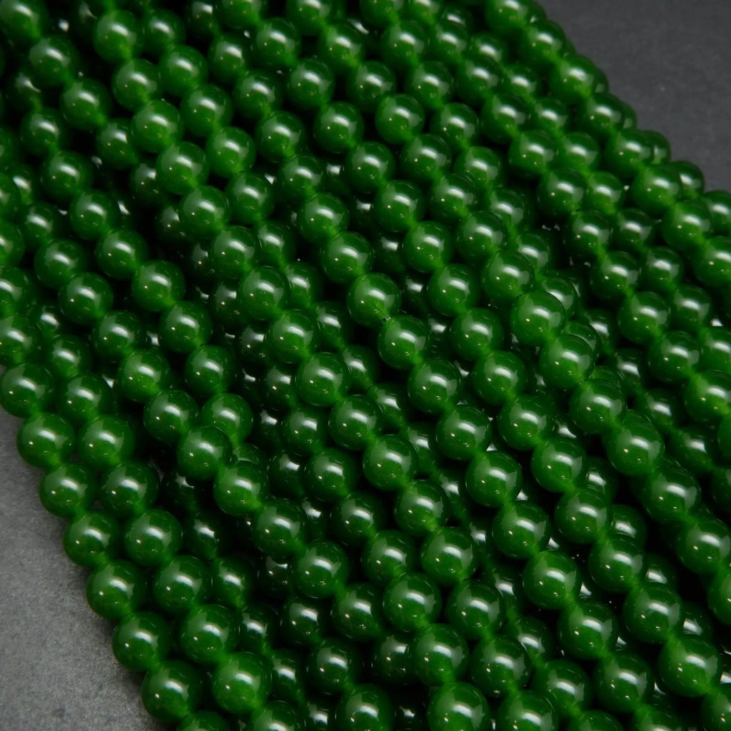 Dyed green jade beads.