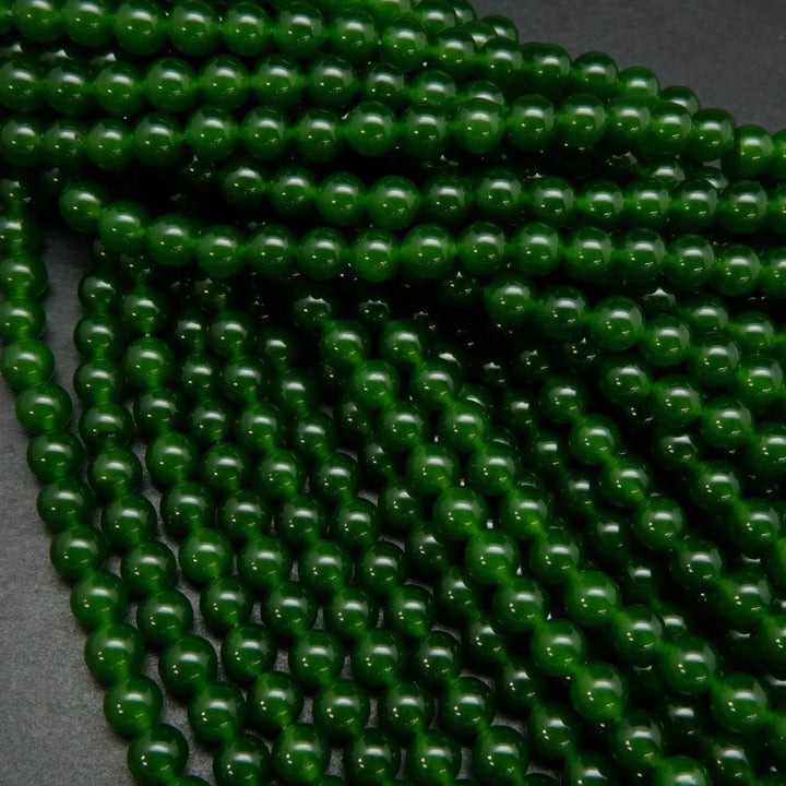 Dyed green jade beads.