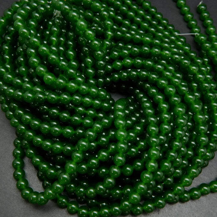Dyed green jade beads.