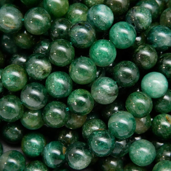 Green mica round smooth polished beads.