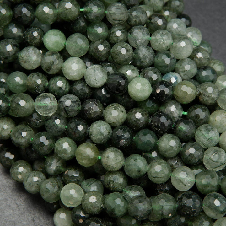 Green rutilated quartz beads.