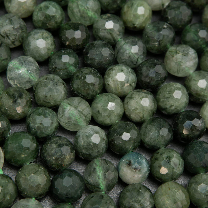 Green rutilated quartz beads.