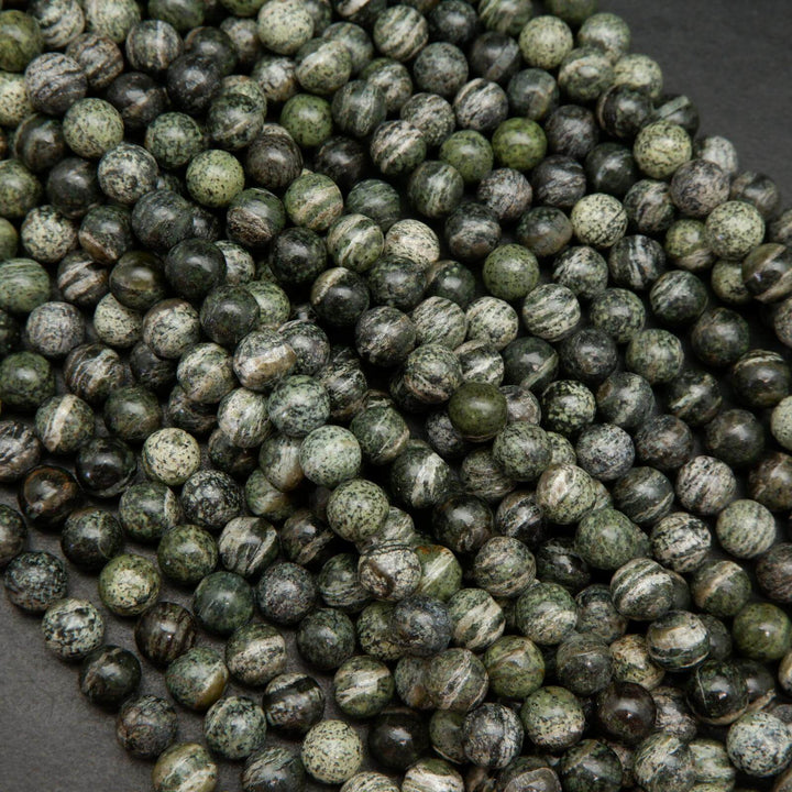Green zebra jasper beads.