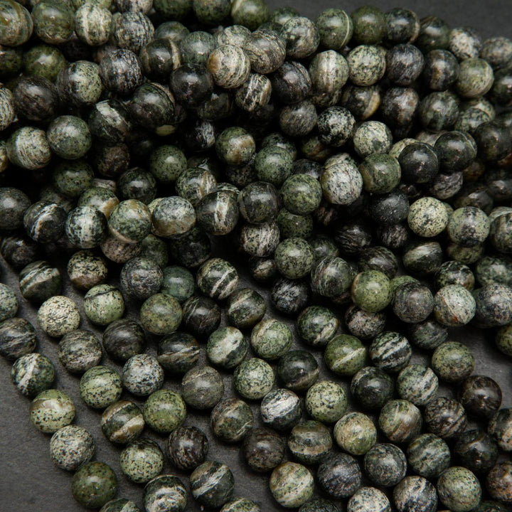 Green zebra jasper beads.