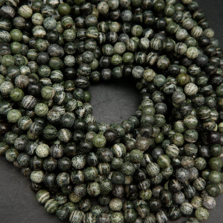 Green zebra jasper beads.
