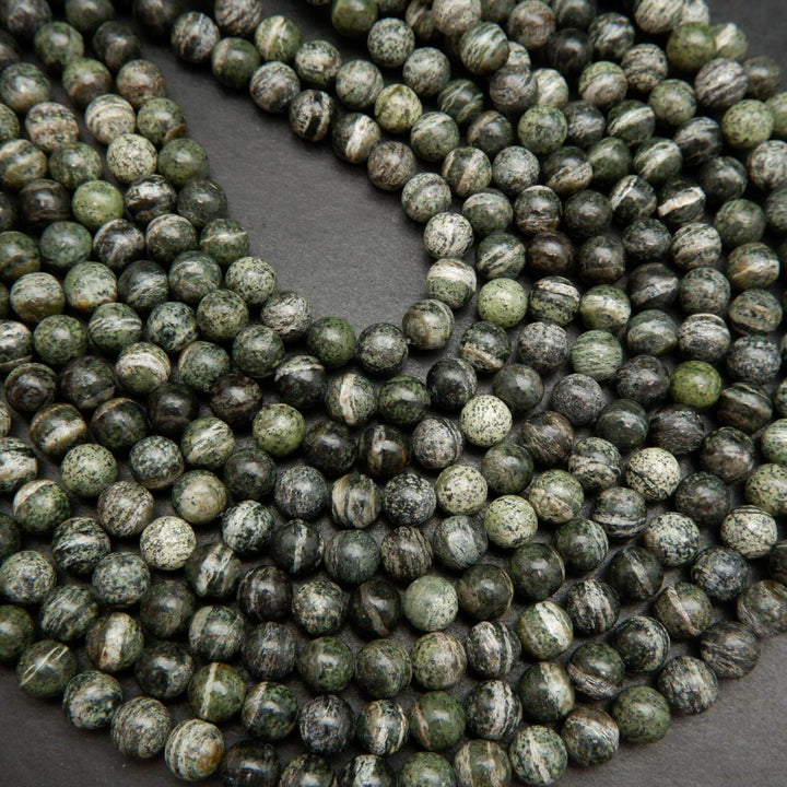 Green zebra jasper beads.