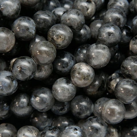 Round larvikite loose beads for jewelry making.