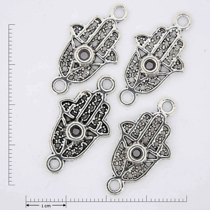 Hamsa hand charm silver jewelry findings.