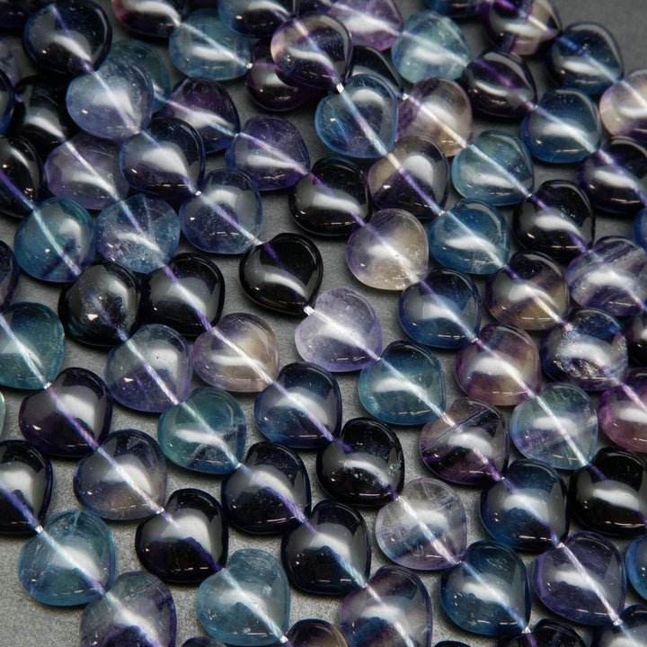 Heart shape fluorite beads.