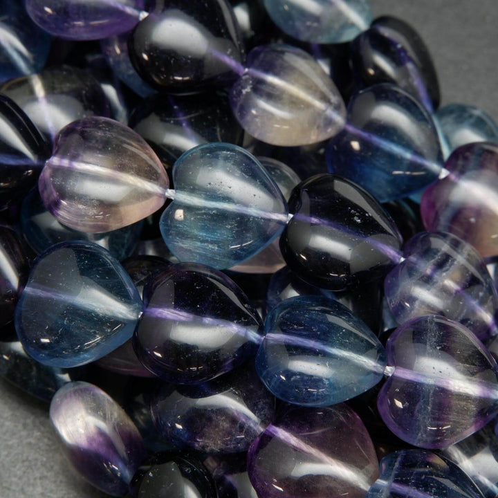Heart shape fluorite beads.