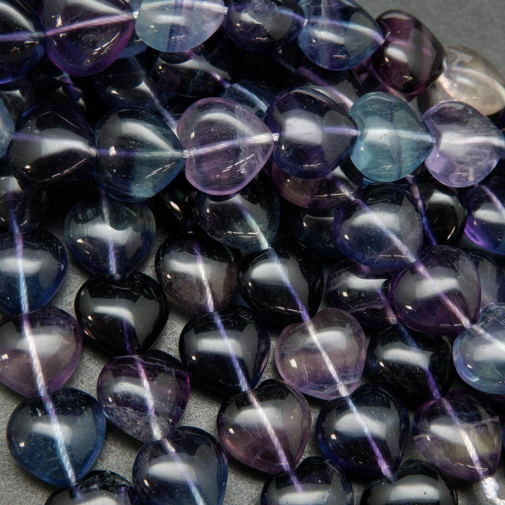 Heart shape fluorite beads.
