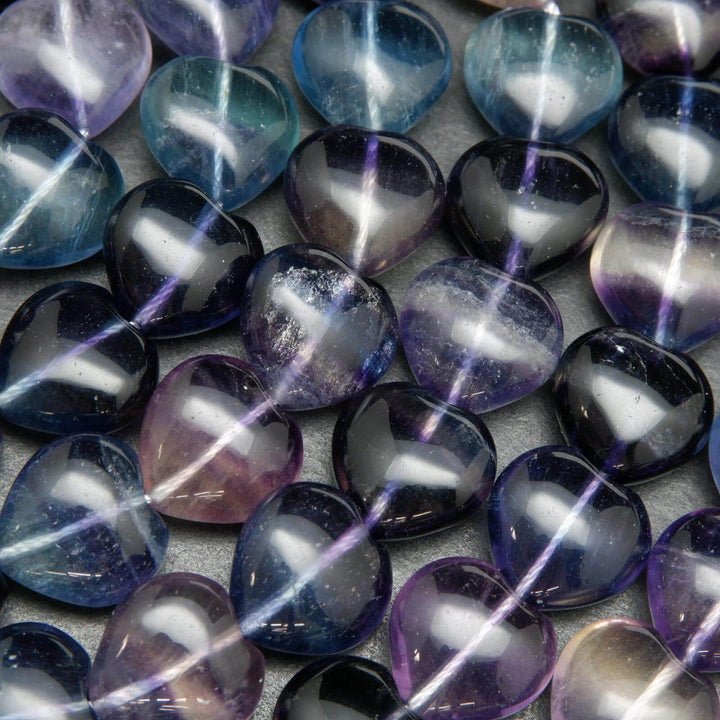 Heart shape fluorite beads.