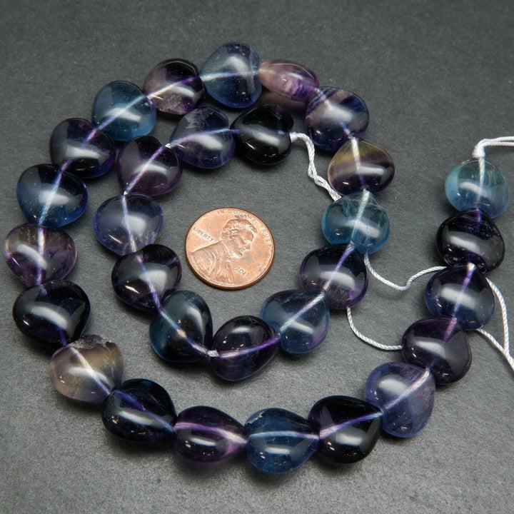 Heart shape fluorite beads.