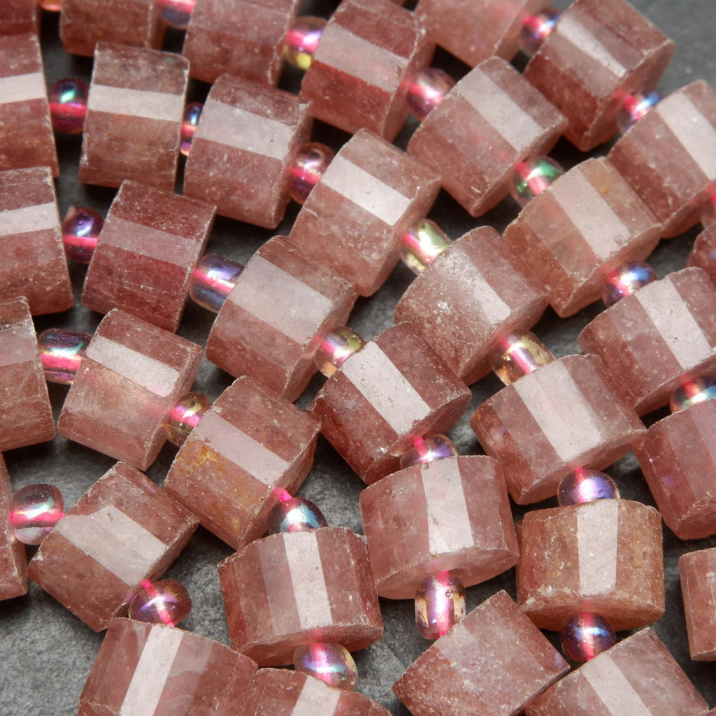 Strawberry Quartz · Faceted · Heishi · 10mm, Bead, Tejas Beads