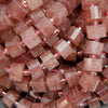 Faceted heishi pink strawberry quartz beads.