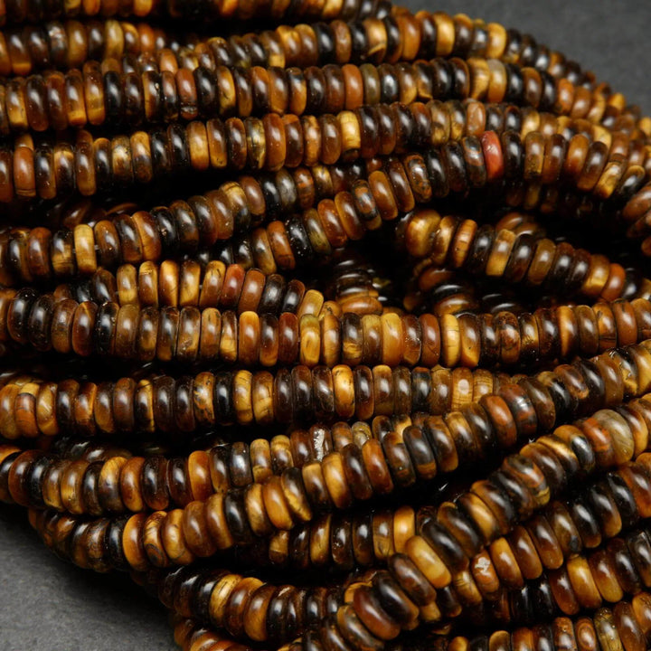 Heishi Disk Tiger Eye Beads.