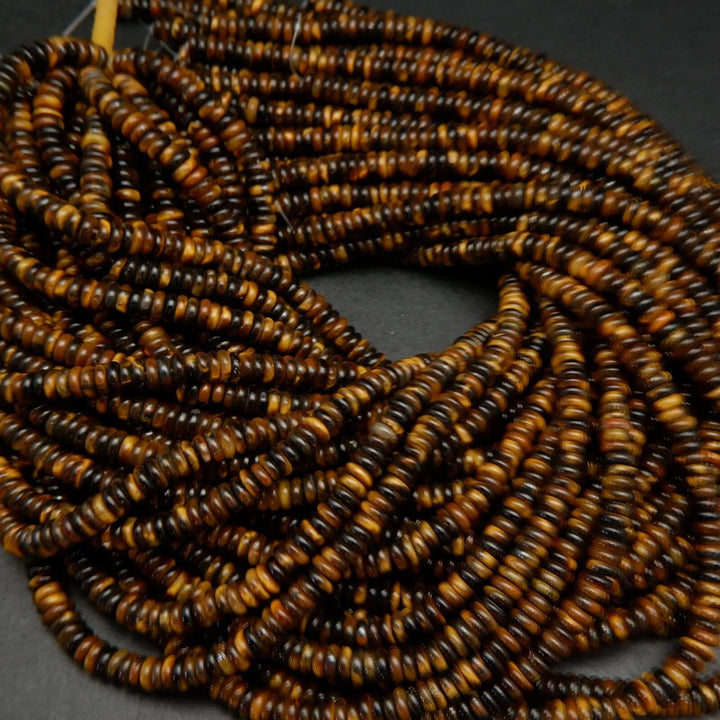 Heishi Disk Tiger Eye Beads.