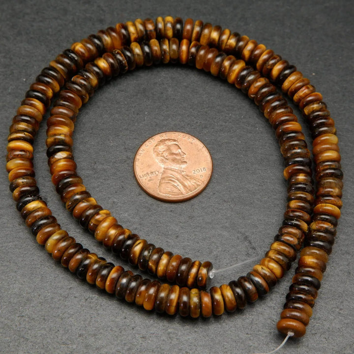 Heishi Disk Tiger Eye Beads.