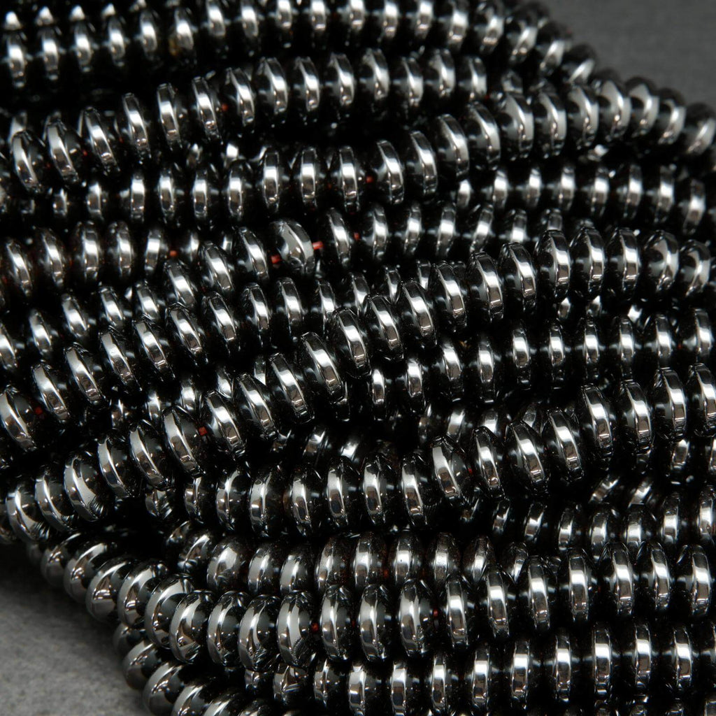 Natural hematite rondelle beads.
