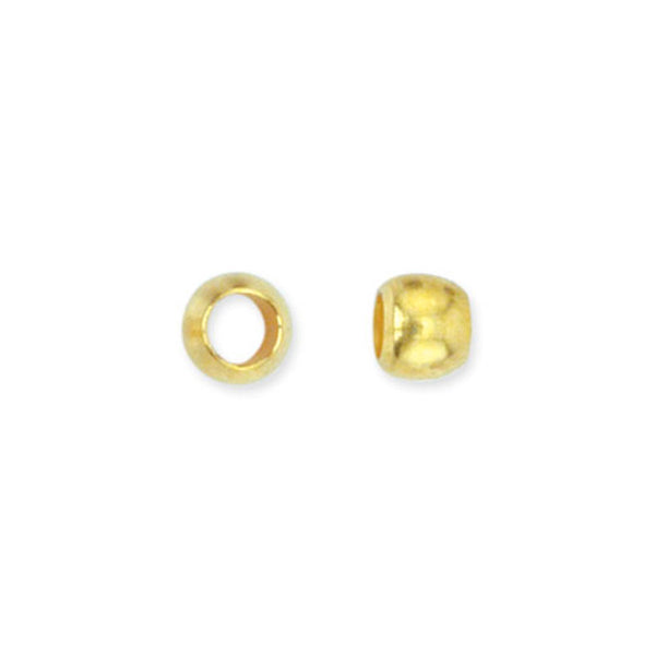 Crimp Beads, Size #2, 1.5mm I.D., 2.5mm O.D., Gold Color, appx. 110 pcs., Finding, Tejas Beads