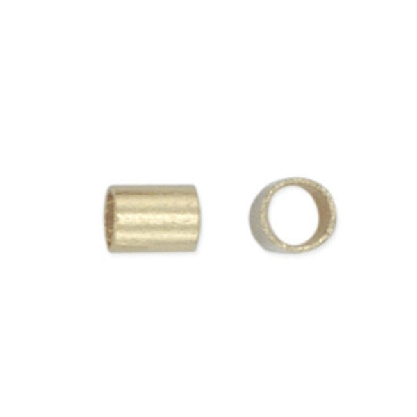Crimp Tubes, Size #3, 1.5mm I.D., 2.0mm O.D., Soft Gold Color, appx. 150 pc., Finding, Tejas Beads