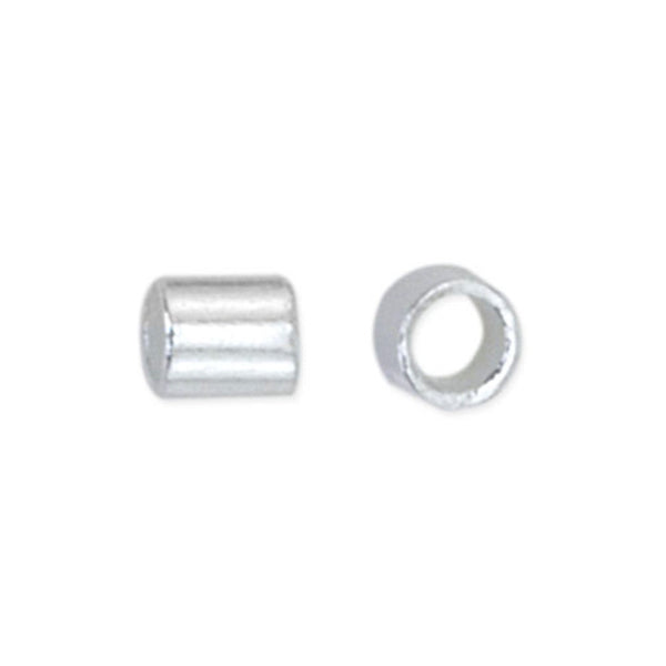 Crimp Tubes, Size #1, 0.8mm I.D., 1.3mm O.D., Silver Plated, appx. 400 pc., Finding, Tejas Beads