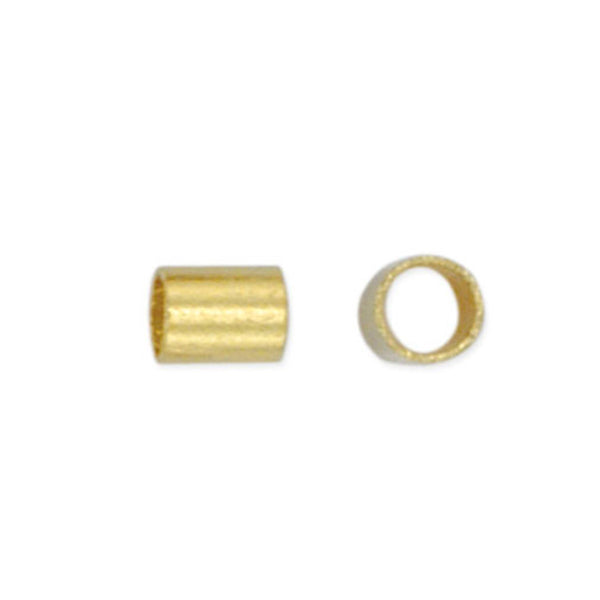 Crimp Tubes, Size #2, 1.3mm I.D., 1.8mm O.D., Gold Color, appx. 200 pc., Finding, Tejas Beads