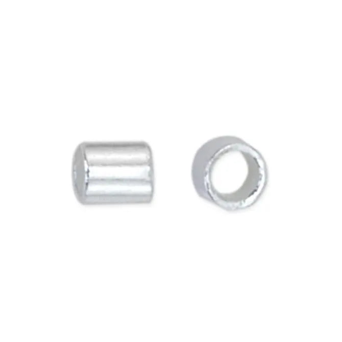 Crimp Tubes, Size #2, 1.3mm I.D., 1.8mm O.D., Silver Plated, appx. 200pc., Finding, Tejas Beads