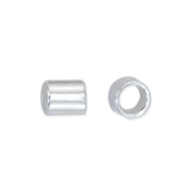 Crimp Tubes, Size #3, 1.5mm I.D., 2.0mm O.D., Silver Plated, appx. 46pc., Finding, Tejas Beads