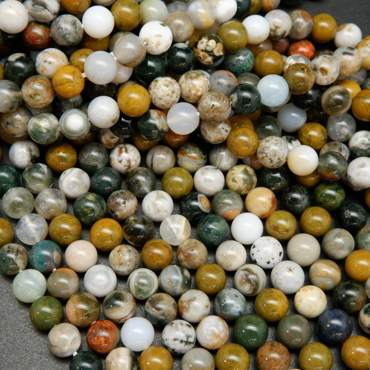 Multicolor kambaby ocean jasper beads.