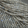 Faceted cube shape labradorite beads.