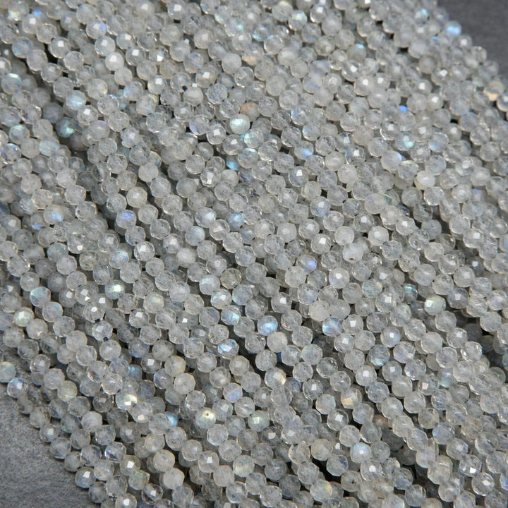 Faceted labradorite beads.