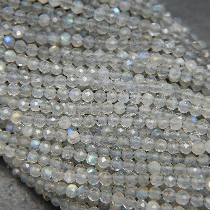 Faceted labradorite beads.