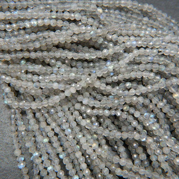 Faceted labradorite beads.