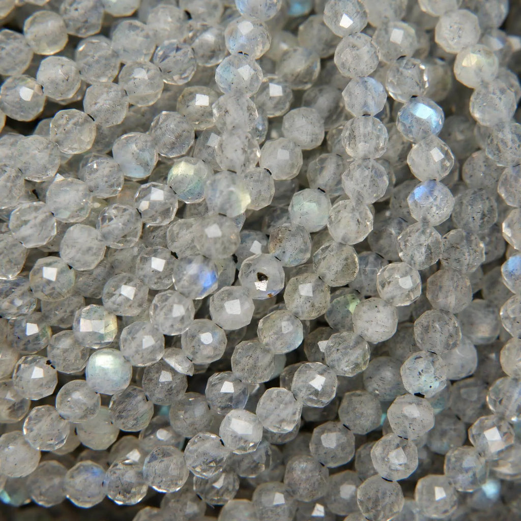 Faceted labradorite beads.