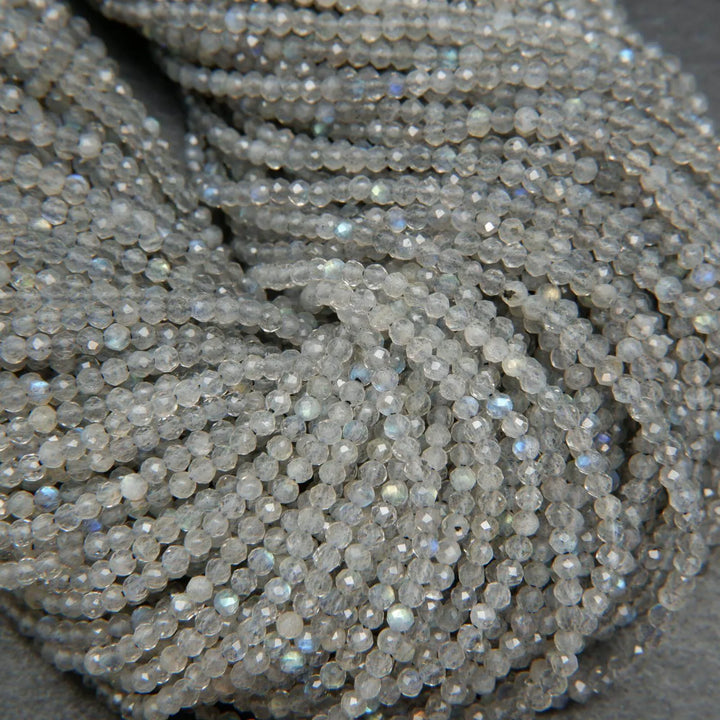 Faceted labradorite beads.