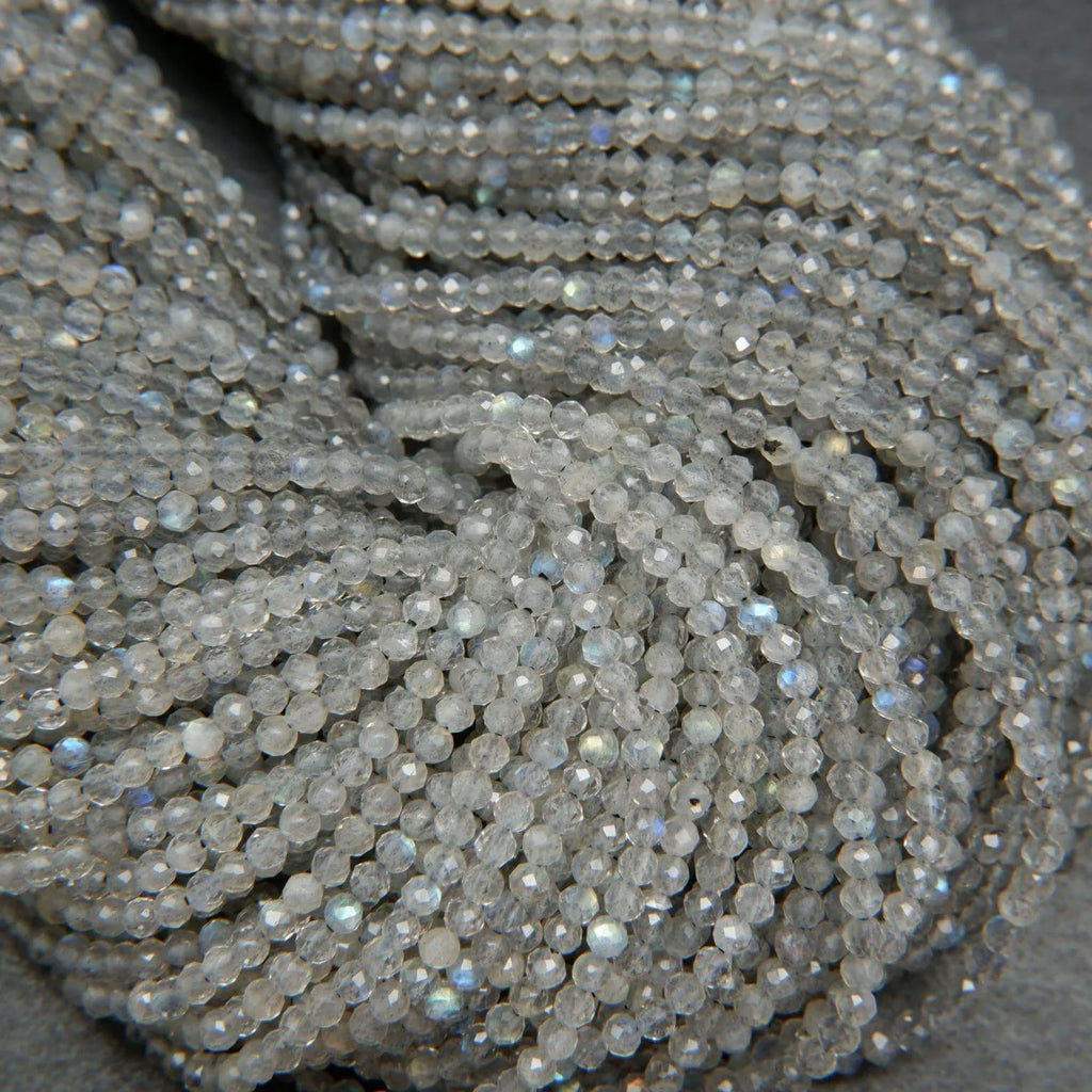 Faceted labradorite beads.