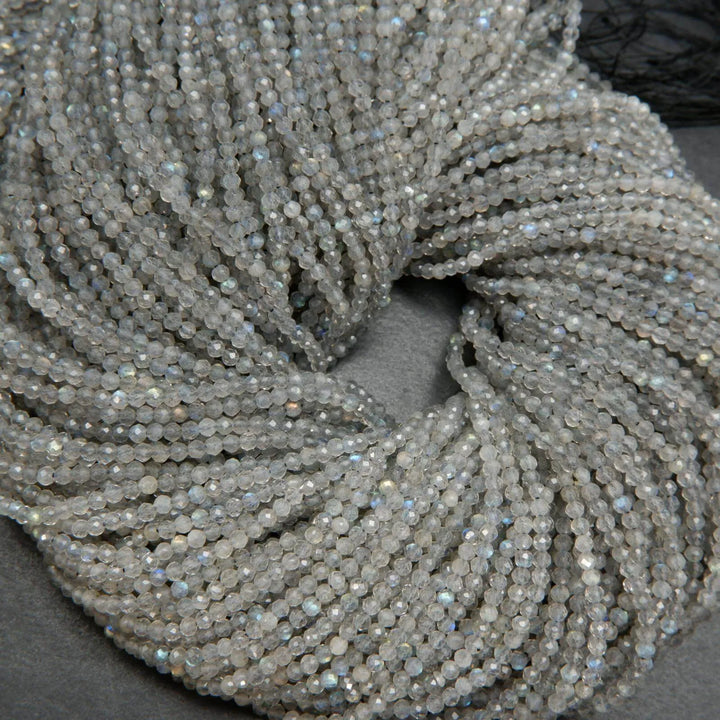 Faceted labradorite beads.