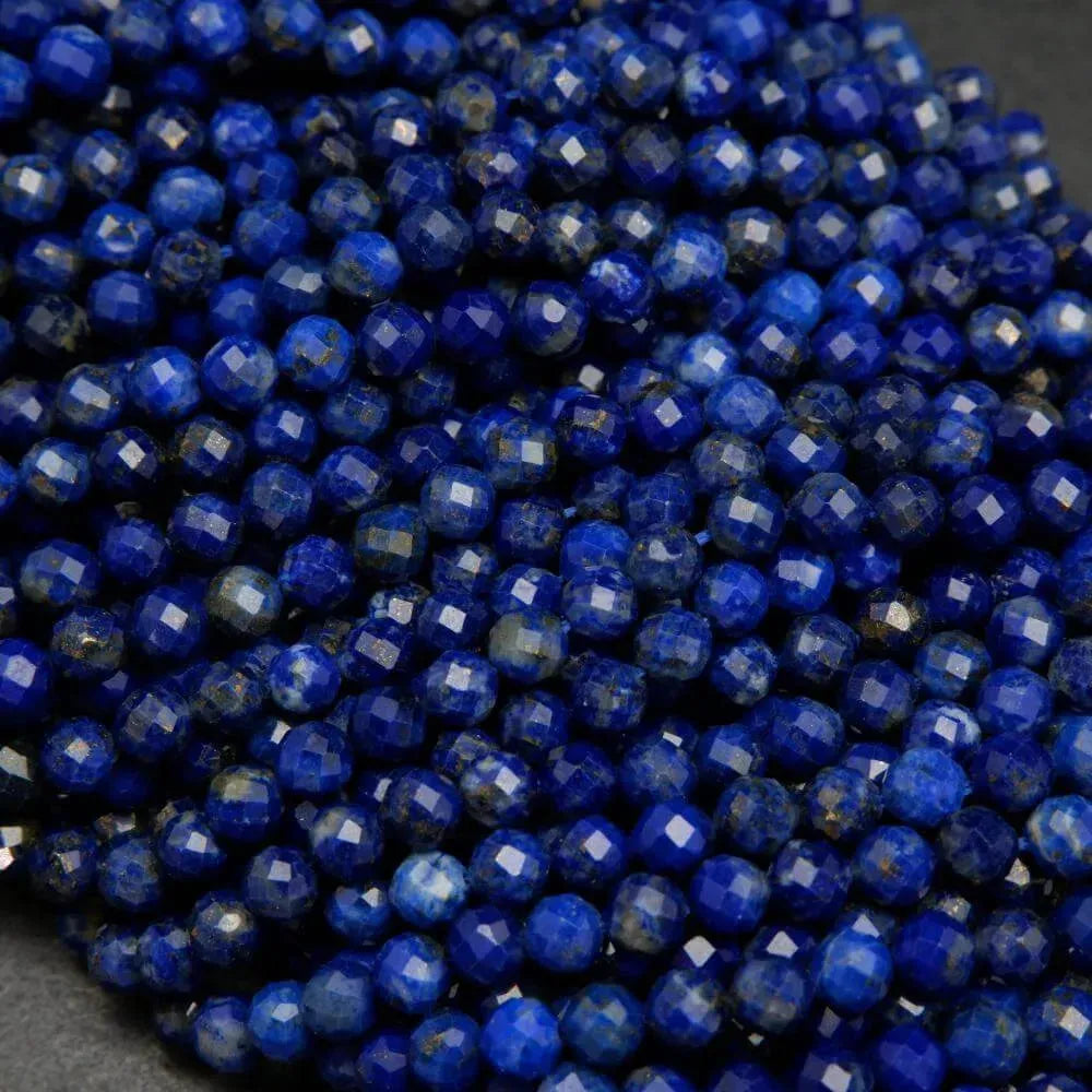 Microfaceted Lapis Lazuli Beads.