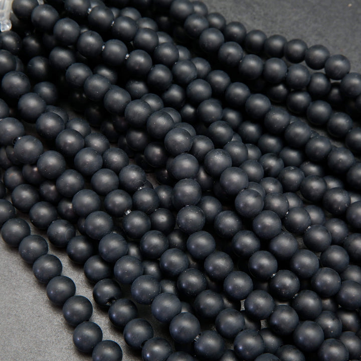Large Hole Matte Finish Black Onyx Beads