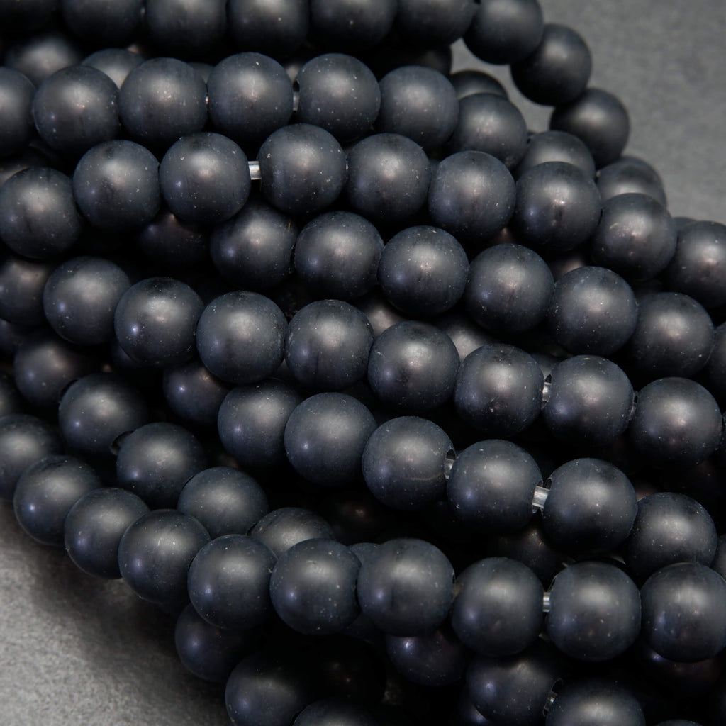 Large Hole Matte Finish Black Onyx Beads