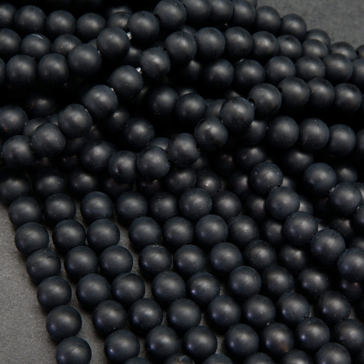 Large Hole Matte Finish Black Onyx Beads
