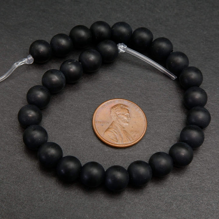 Large Hole Matte Finish Black Onyx Beads