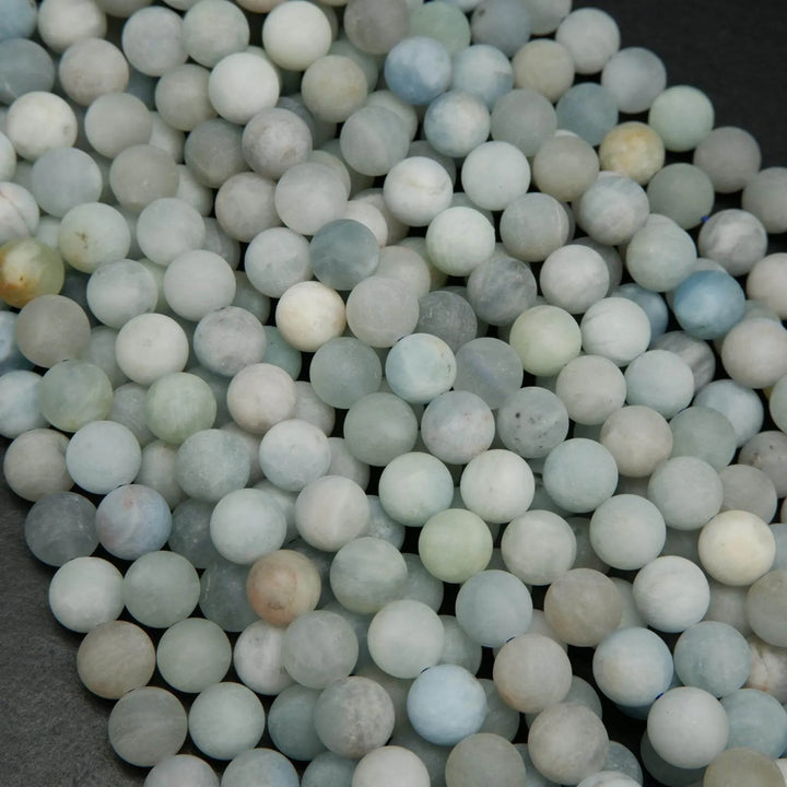 Matte finish aquamarine beads.