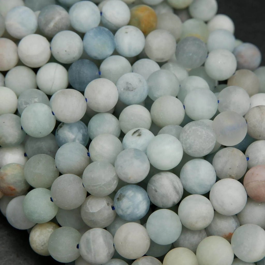 Matte finish aquamarine beads.