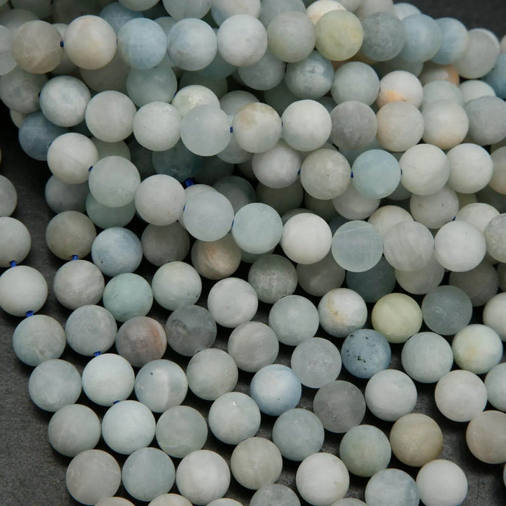Matte finish aquamarine beads.
