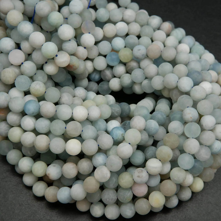 Matte finish aquamarine beads.